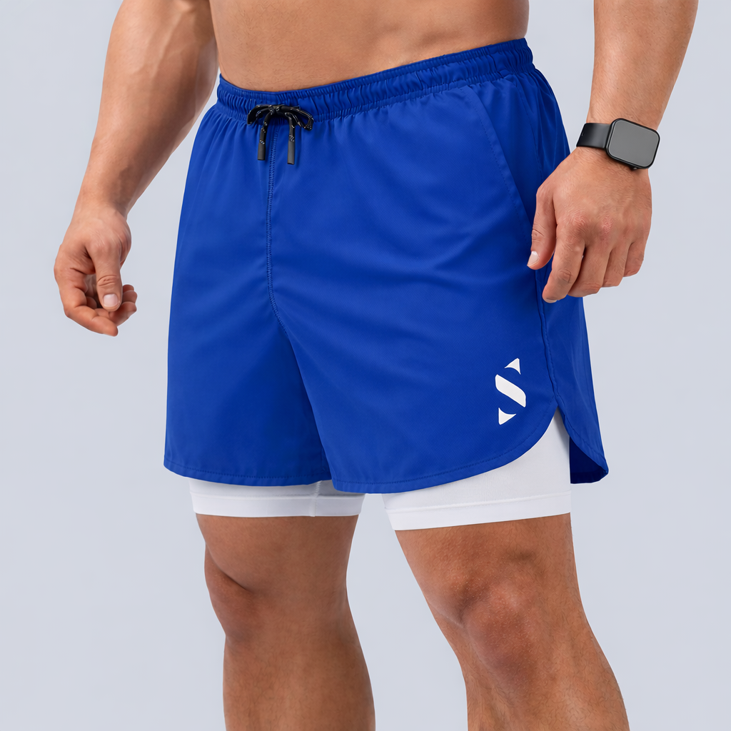 Performance Shorts 2×1 Blue & White